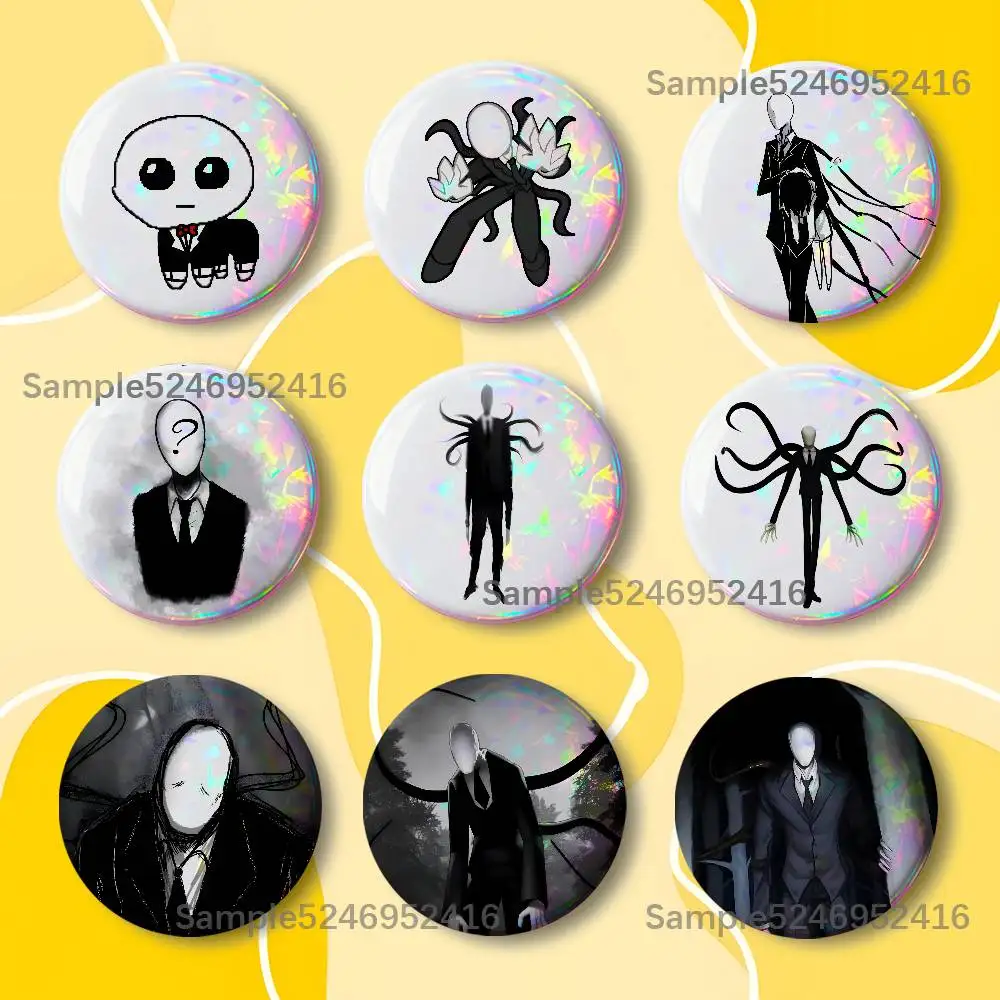 Pins Redondos con Diseño de S-Slenderman C-Creepypasta, Broches Creativos para Mochilas, Decoración de Ropa, Joyería de Moda con Dibujos Animados, Regalos