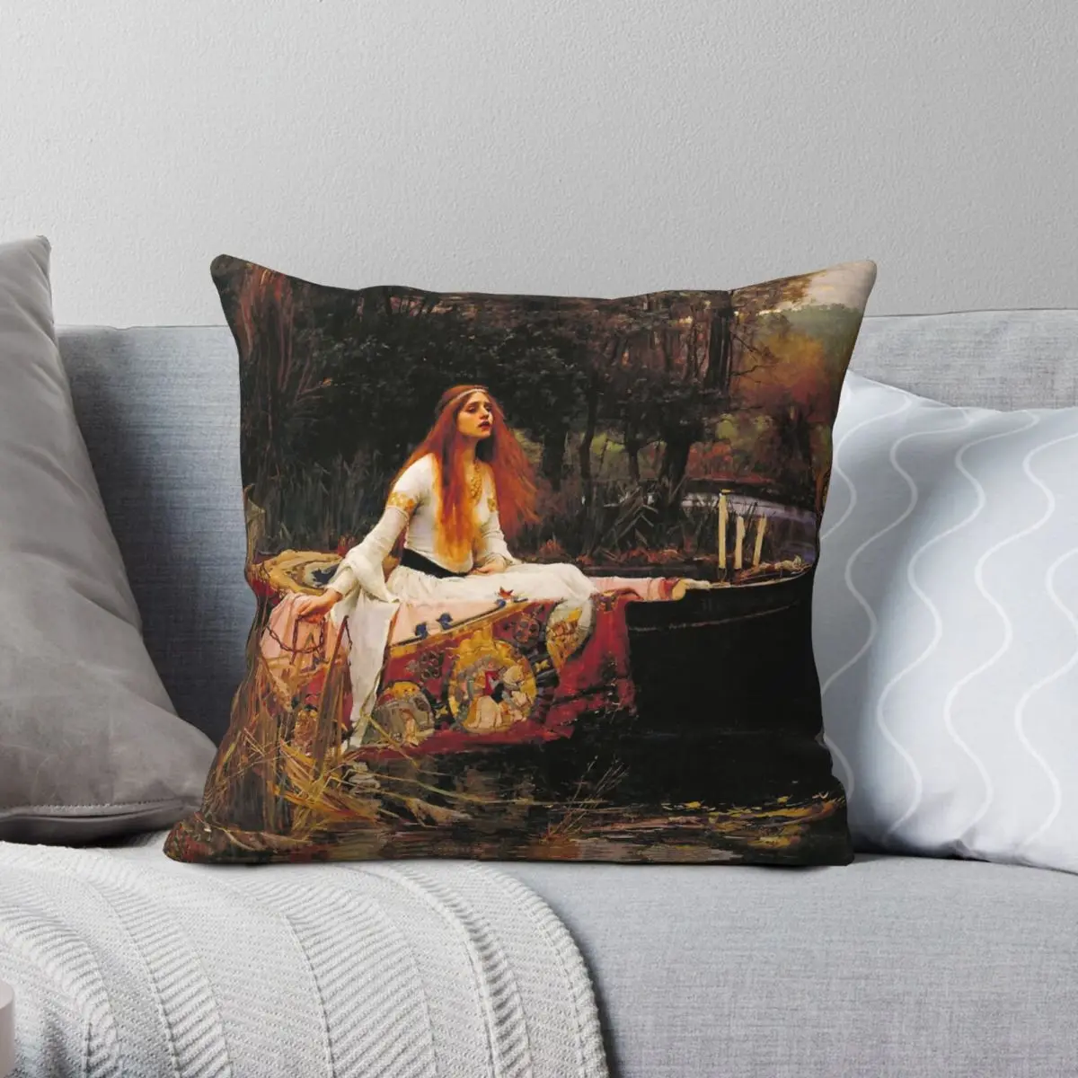 The Lady Of Shalott John William Waterhouse Square Pillowcase Polyester Linen Velvet Pattern Zip Pillow Case Room Cushion Cover