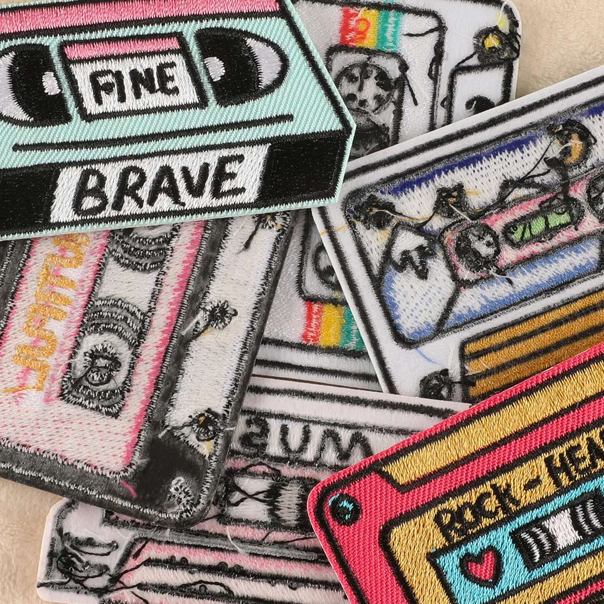 Audiotape Daily Necessities Patch For Clothing Backpack Decoration Small Applique Iron On Embroidery Patches Badge