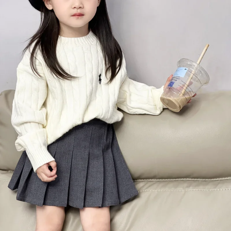 子供のための韓国スタイルのプリーツスカート,シンプルでカジュアルな服,新しい,秋,2022