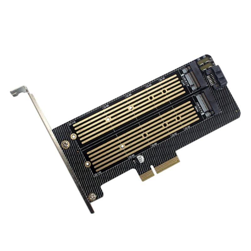 M.2 Nvme NGFF SSD To PCIE SATA Dual Disk Adapter Expansion Card Supports Mkey Bkey Wiring