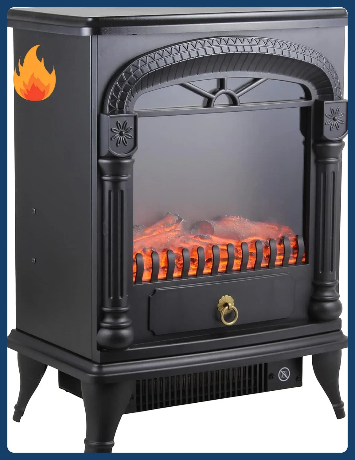 

[Discounted Price!]Electric Fireplace Space Heater, Traditional Warm Stove Style, Realistic 3D Flame Effect, Adjustable Thermost