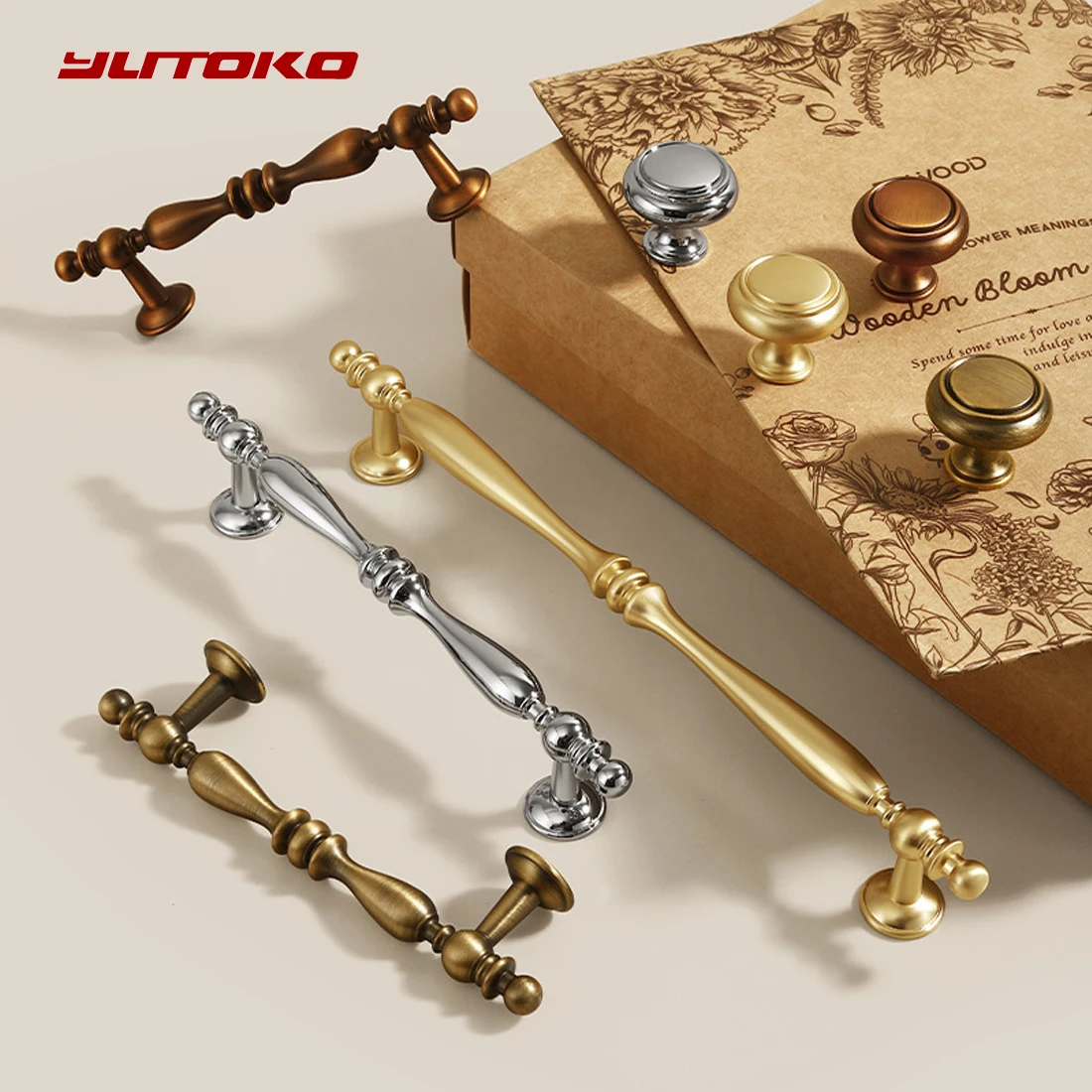 Zinc Alloy Cabinet Door Handle Light Luxurious Modern Simple Wardrobe Door Handle Solid Antique French Style Cabinet Hardware