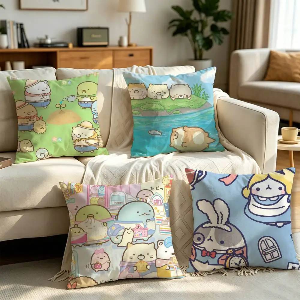 

F-Sumikko Gurashi Pillow cover Soft Microfiber Pillowcase Home Sofa Decor Surprise Decorative printed.