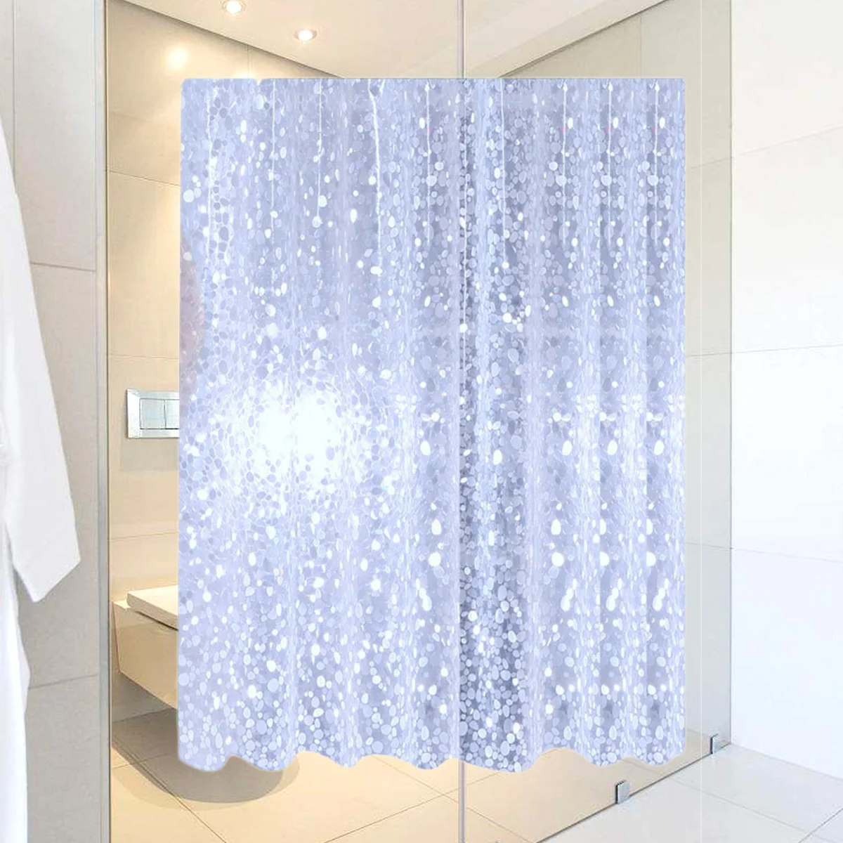

Peva Pebbles Shower Curtain Waterproof Home Hotel Bath Copper Rings Eco Friendly Bathtub Curtain Liner Privacy