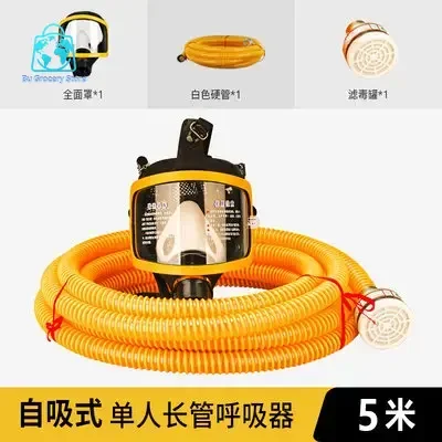 Powered Air Respirator with Long Hose Self Priming Mask Explosion Proof for Confined Space Double Person