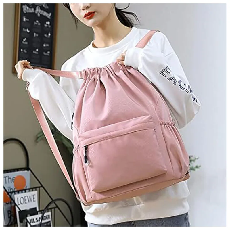 Chr5 Proximity Wstring Backpack, Sports, Gym Bag, Water Degré String Bag, Cinch R Pocket for Shopping, dehors Yoga, Pink