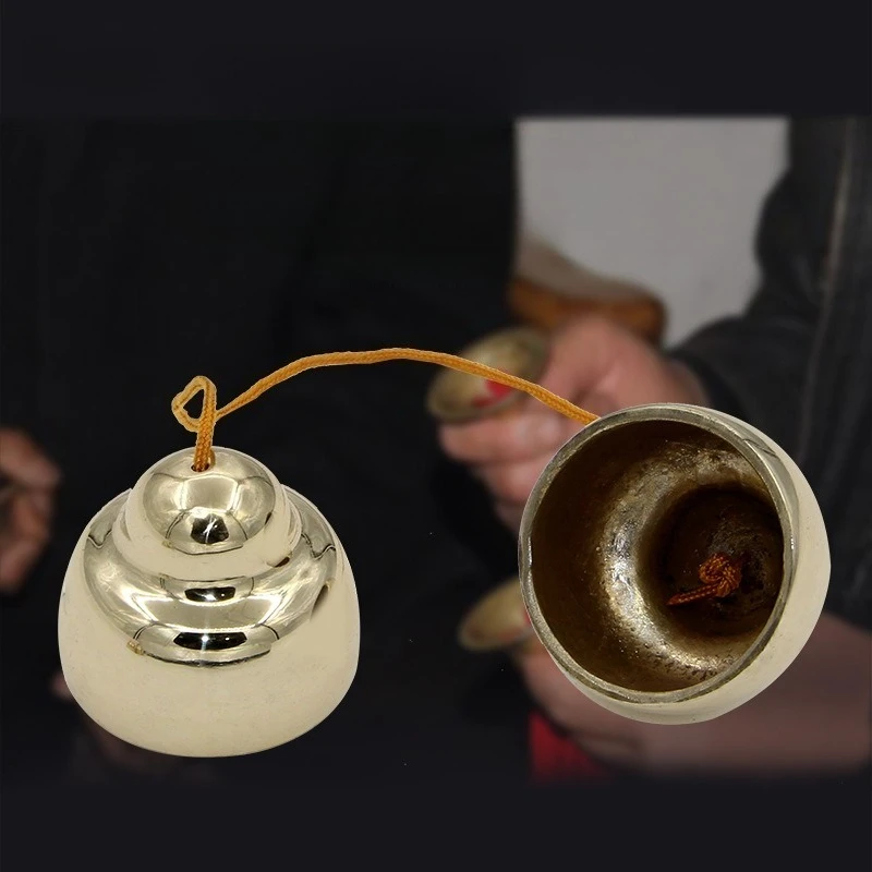 Brass Tinkle Bell Clash Bells Multi-Size with Connecting Rope Band Rehearsal Opera Stage Performance Music Teaching Instrument