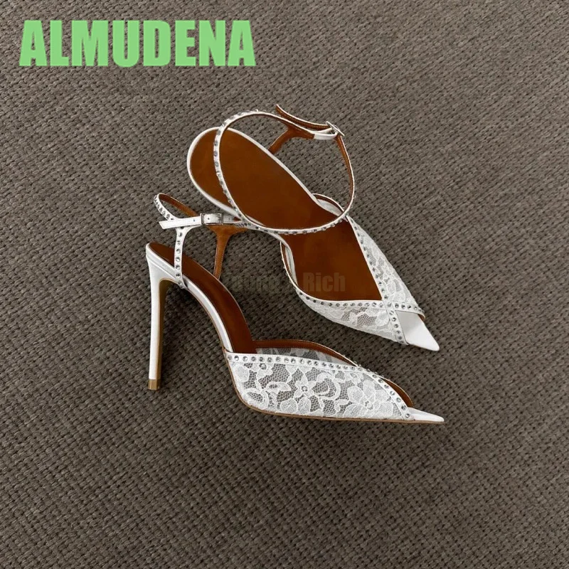 

Ankle Buckle Strap Sandals Mesh Fashionable Minimalist Design Sexy Pointed Temperament High Heels Sandalias De Mujer Verano
