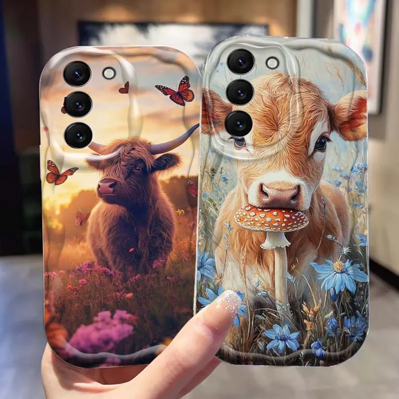 

Deer Bear Cow Hot Art Design Phone Case For Samsung S25 S24 S23 S22 S21 S20 A04 A05s A05 A06 Ultra Plus FE 5G Wave Oil