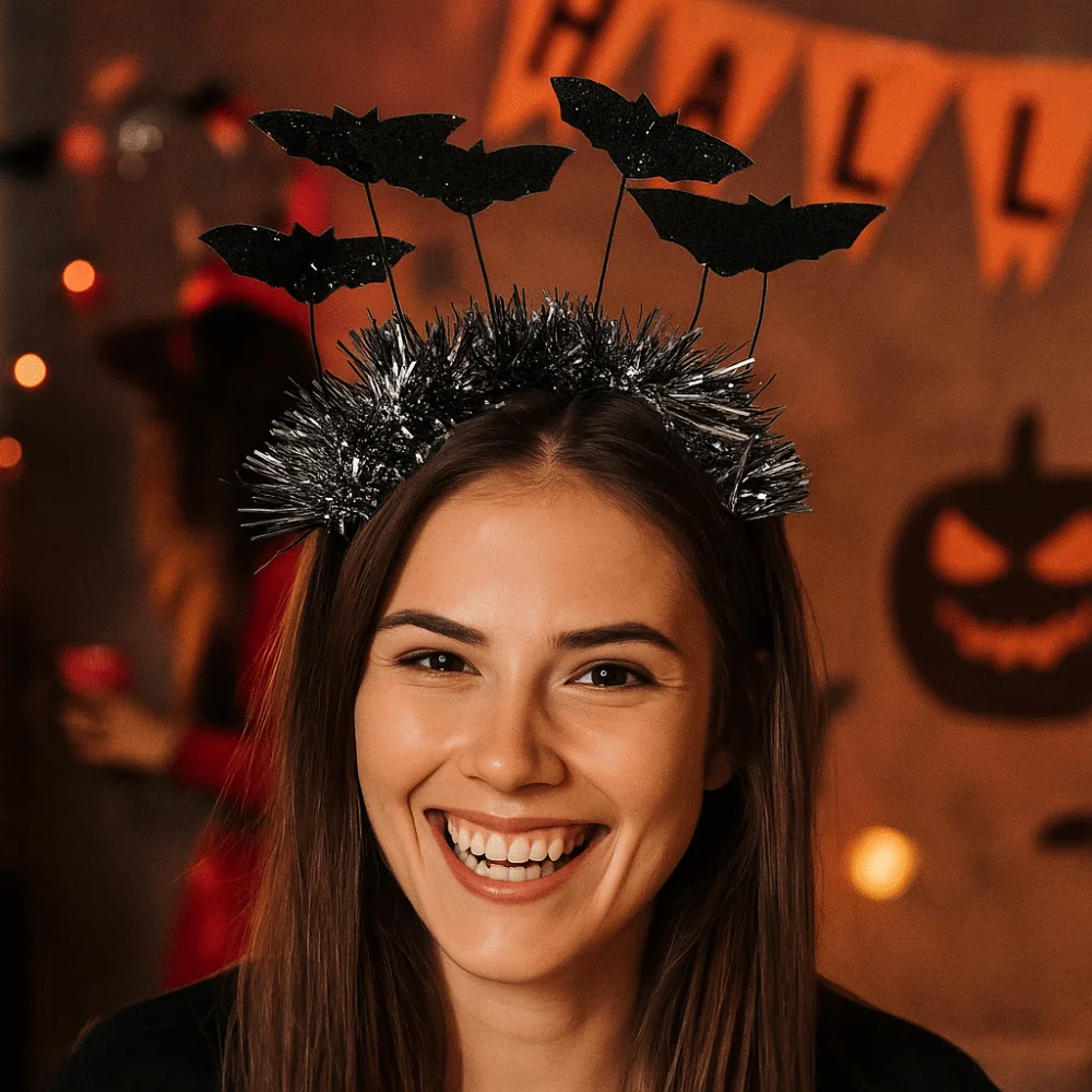 

Cute Bat Halloween Hair Hoop Pumpkin Ghost Spider Headband Plastic Mesh Festival Hair Accessories Women