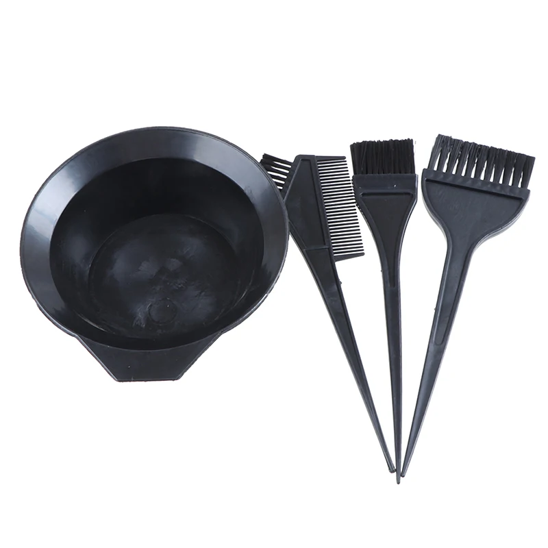 Juego de 4 piezas de herramientas para teñir el cabello: tazón, peine y cepillos para coloración