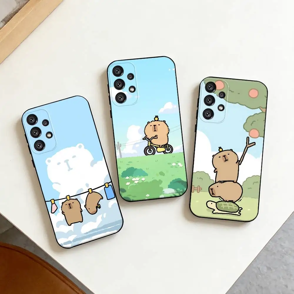 Lovey C-Capybara Phone Case For Samsung S25,S24,S21,S22,S23,S30,Ultra,S20,Plus,Fe,Note,10,9,5G Black Cover