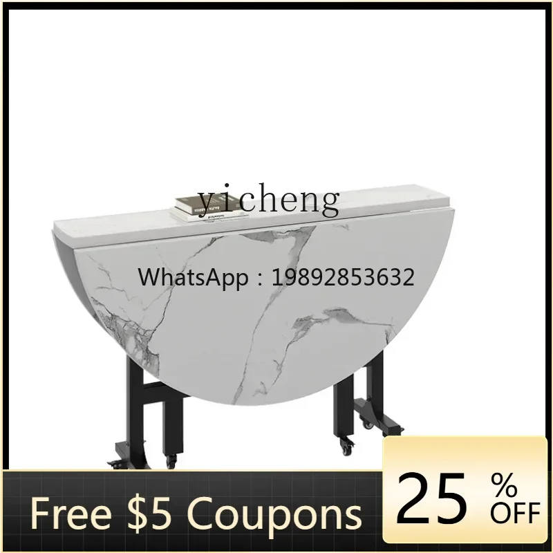 

BB Household small apartment simple eating table multi-functional dining table invisible movable 10 people round table