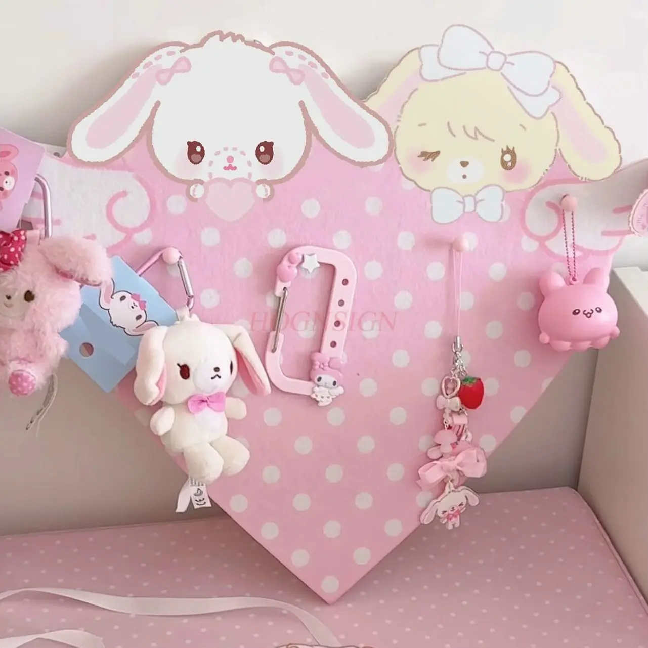 1pcs Adorable Cartoon Dessert Rabbit Felt Decal Corkboard Wall Photo Message Board No-Drill Wall Decal