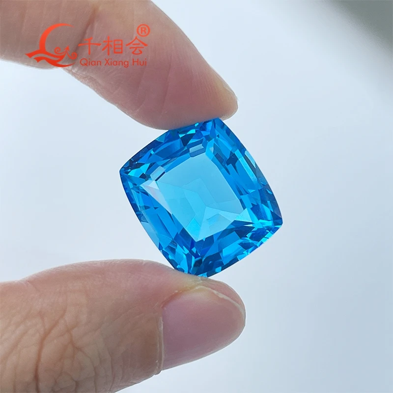 Cushion Shape  31ct Natural Blue Topaz Gemstone Certified Loose Stone Jewelry Making with Excellent Cut Quality