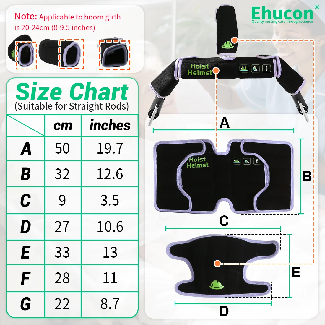 

Ehucon Patient Lift Sling Cover Protector, Universal Washable Protective Sleeve for Hoist Slings, Patient Transfer Equipment