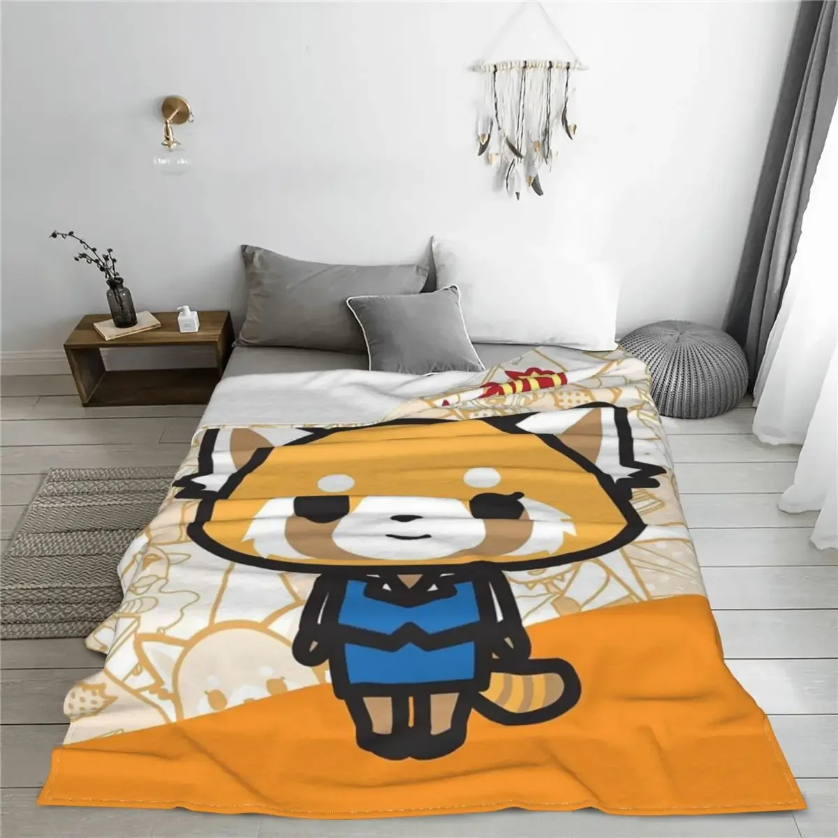 Aggretsuko Blanket Cover Velvet Kawaii Aggressive Retsuko Karaoke Super Soft Throw Blankets for Car Sofa Couch Bed Rug