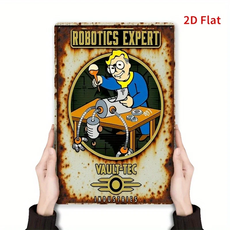 1-Pack Robotics Expert Metal Sign - Post-Apocalyptic Robotics Poster - Vault-Tec Inspired Industrial Decor - Heavy-Duty Metal Co