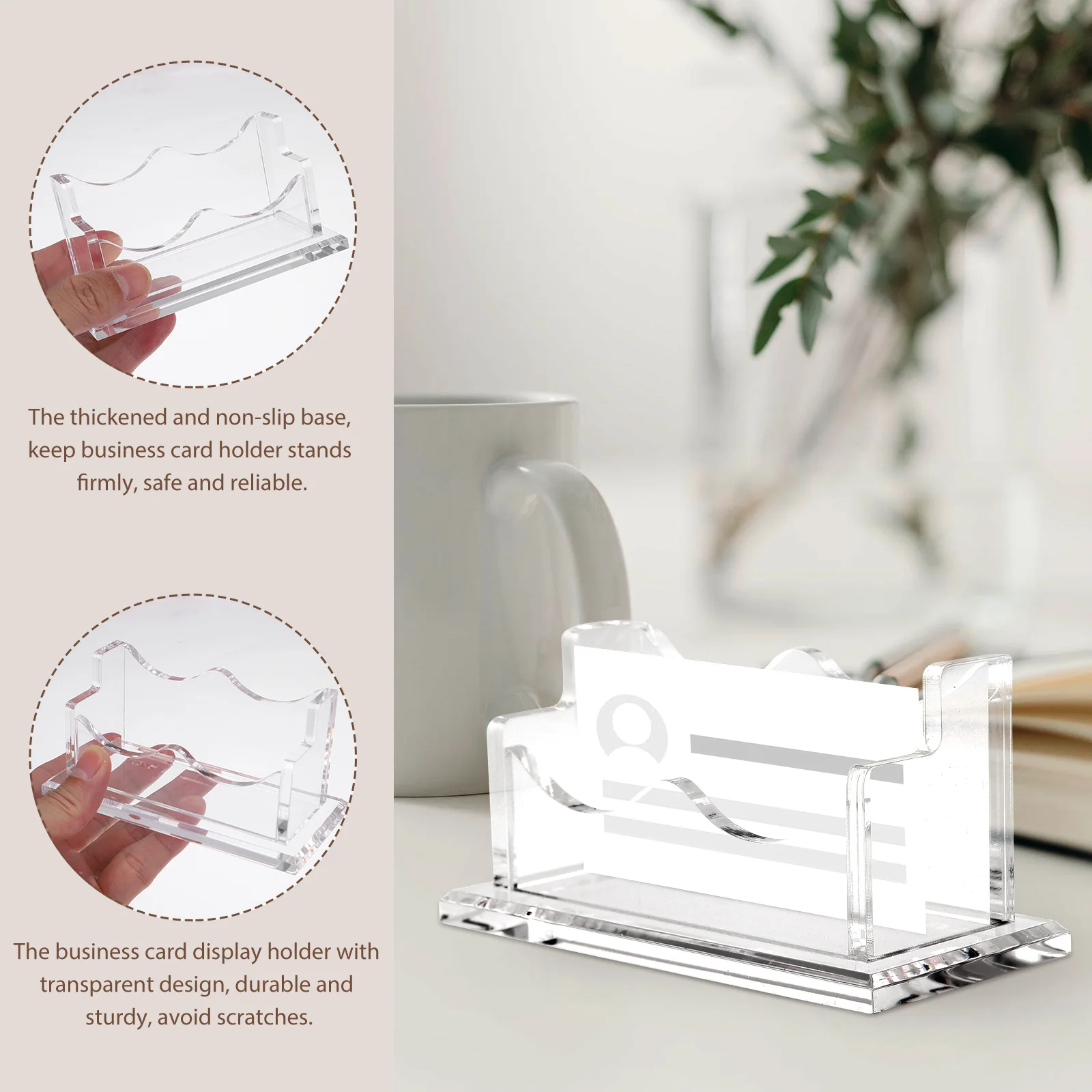

Premium Acrylic Business Card Stand Clear Transparent Holder Large Capacity Non Base Office Desk ganizer Sturdy for Desktop