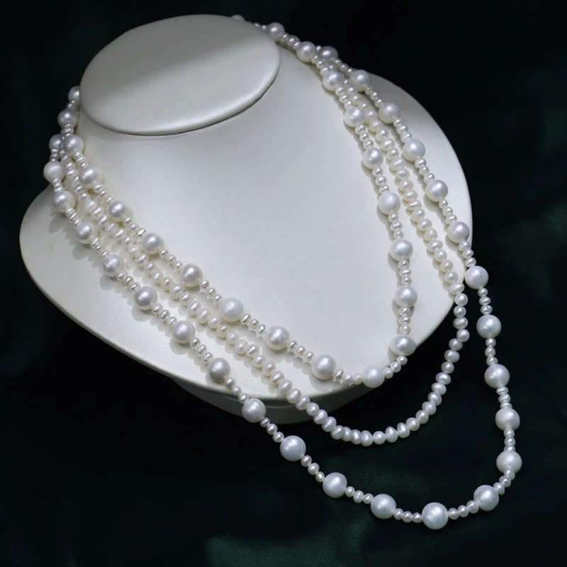 Multi-layer freshwater pearl necklace 4-9mm, fashionable and versatile sweater chain