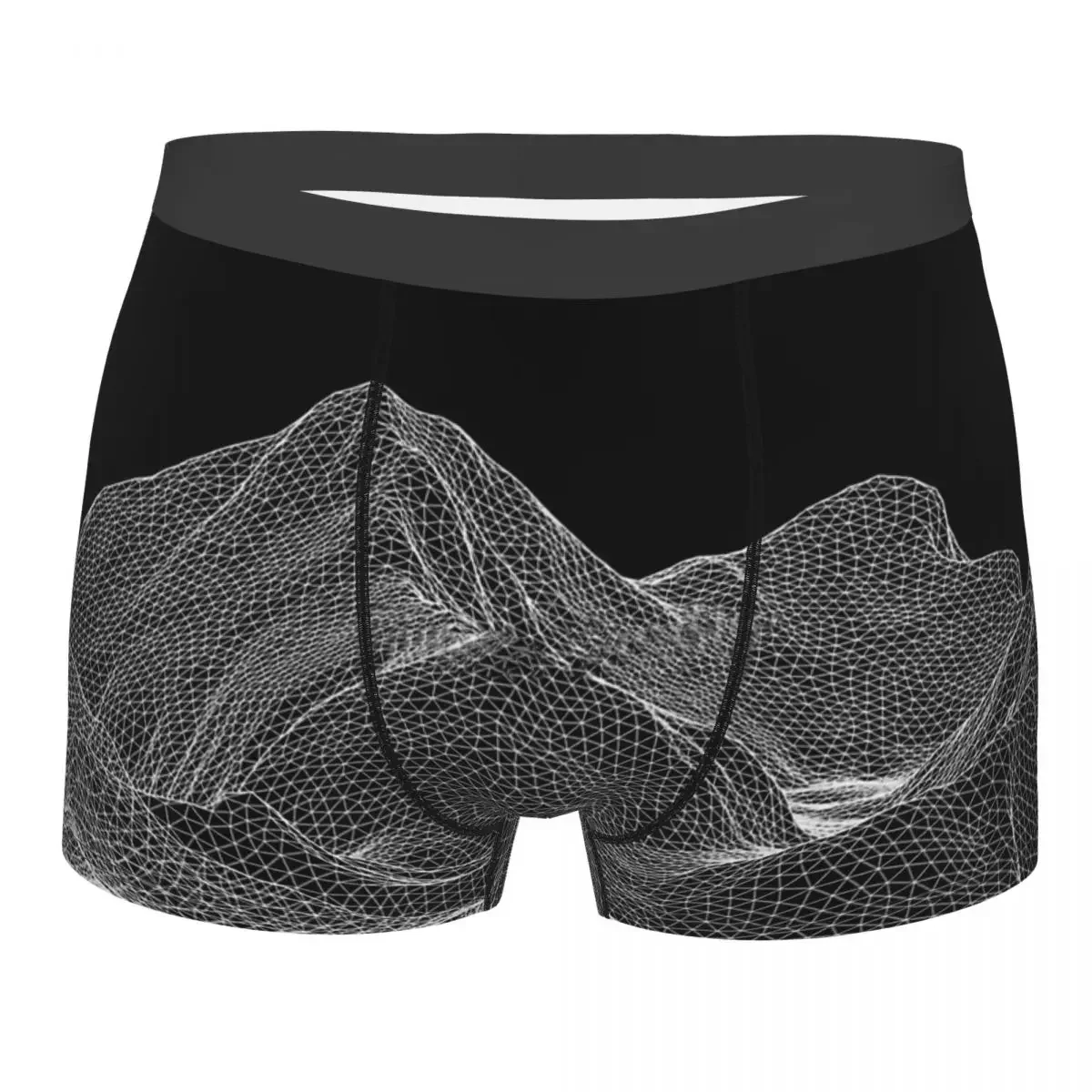 Mount Everest White On Black 3D Three Dimensional Underpants Homme Panties Male Underwear Print Shorts Boxer Briefs