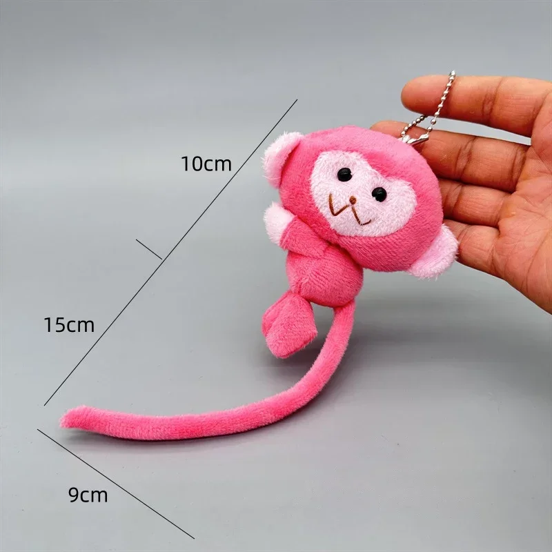 Cute Animal Little Monkey Plush Doll Long Tailed Monkey Doll Pendant Keychain Backpack Hangings Decoration Gifts photography view 5