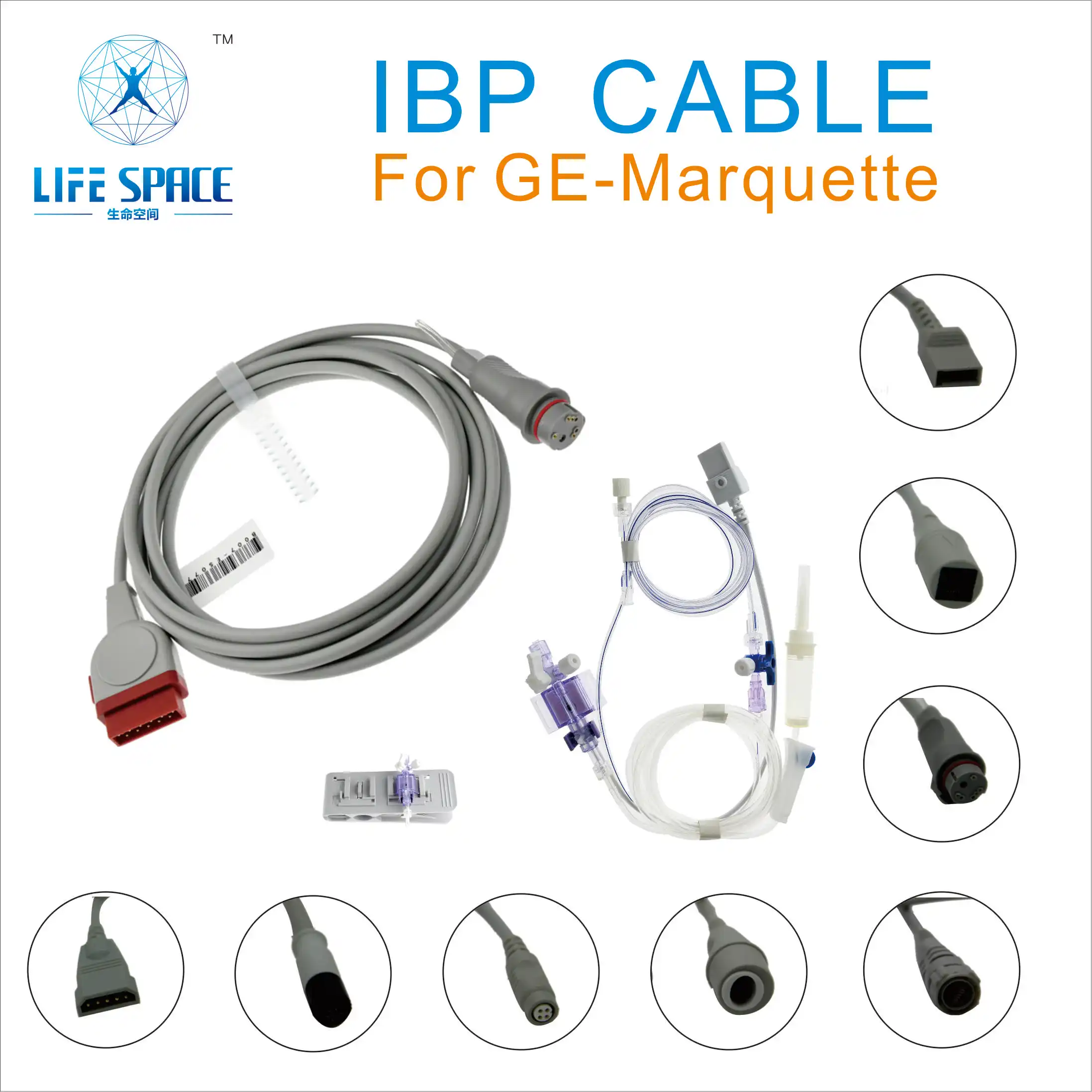 IBP Cable With Utah BD ABBOTT  Edward Medex Connector  For GE-Marquette  Pressure Transducer IBP Adapter