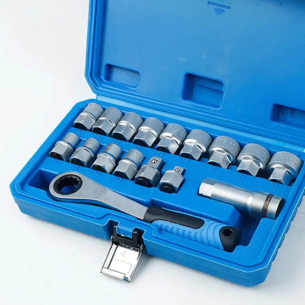 For For Musentang Hollow Ratchet Wrench Set Socket Spanner Automotive Repair Tool Kit For Long Threaded Bolt Fastening Removal