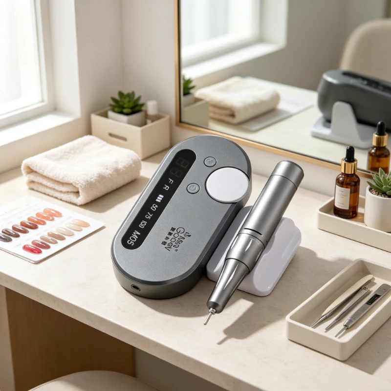 Rechargeable Electric Nail Drill Portable Manicure File for Gel Removal Shaping Polishing Handheld Salon Home Dark Grey 네일 드릴