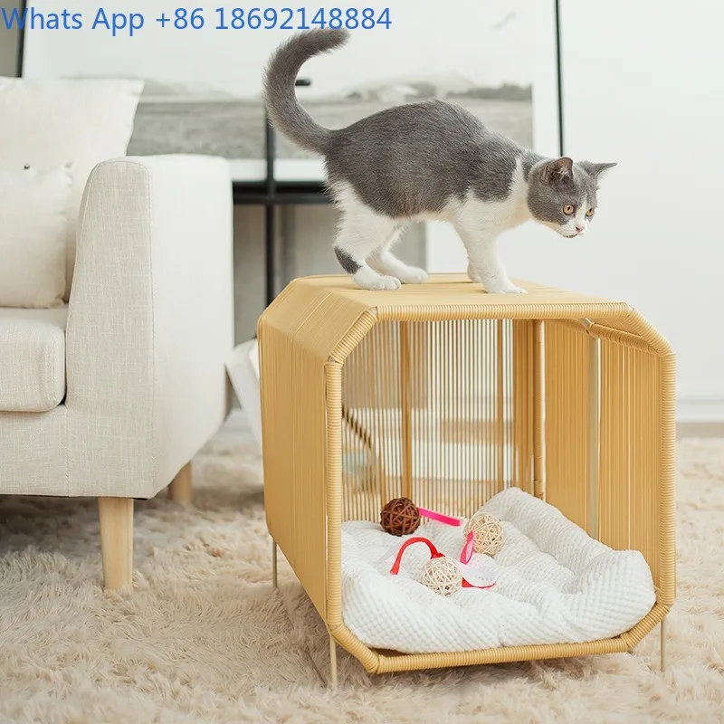 

Autumn and Winter Warm Breathable Cat Nest Rattan Cat House Dog House All-Season Semi-Enclosed Pet Nest