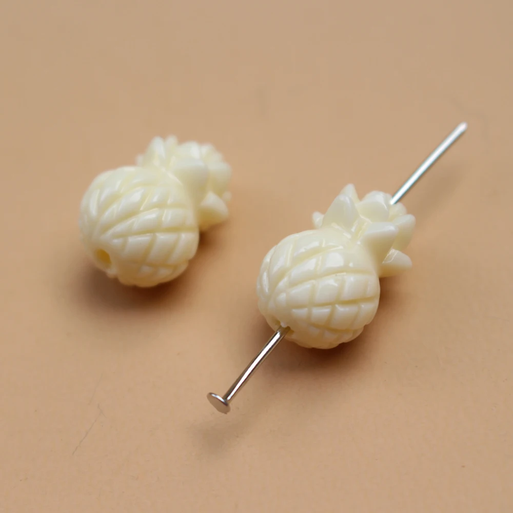 10 Stück 10 mm * 15 mm künstliche Korallenperlen, 3D-schöne Ananasperlen, beige Farbe, für Schmuckherstellung, Armband, Halskette, Basteln, DIY – Detail 5