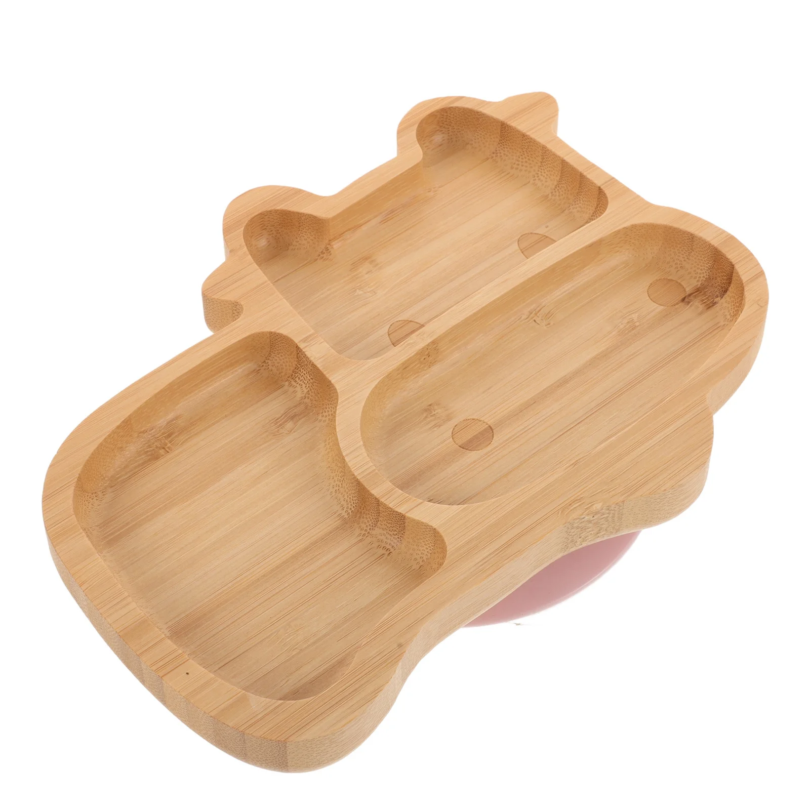 

Baby Suction Plate Bamboo Divided Food Tray for Toddlers 1-3 Kids Tableware Cartoon Design Long-Lasting Silicone Rim Non-Slip