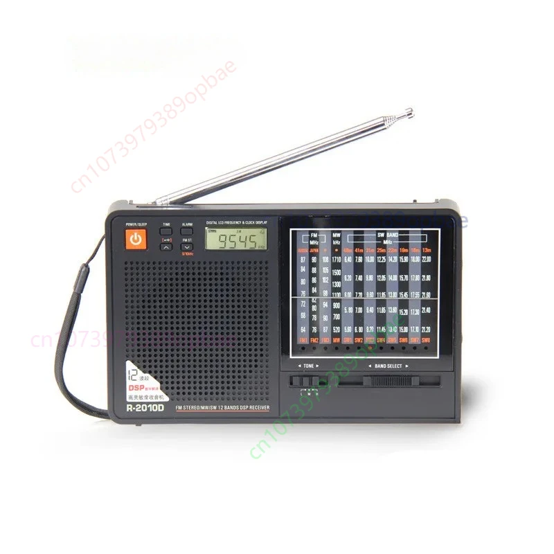 Receptor de Radio de Banda Completa Tecsun R-2010D, Radio Digital FM/MW/SW con Pantalla LED, Reloj Despertador, Reproductor de Música