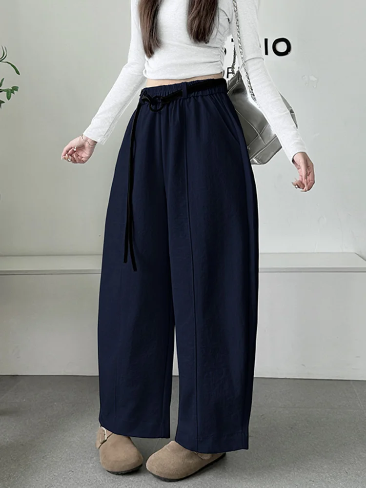 Calças Casuais de Cintura Alta e Pernas Largas para Mulheres, Novas para Outono e Inverno, Slimming Versáteis, Calças Harlan Coreanas de Nove Pontos