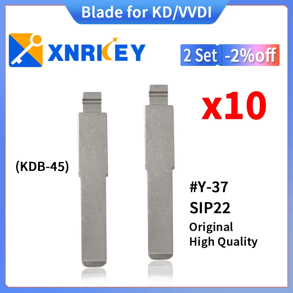 

XNRKEY 10 Pcs Y37# SIP22 Original High Quality Blade for KD/VVDI Remote Key Replacement Metal Blank Uncut Blade