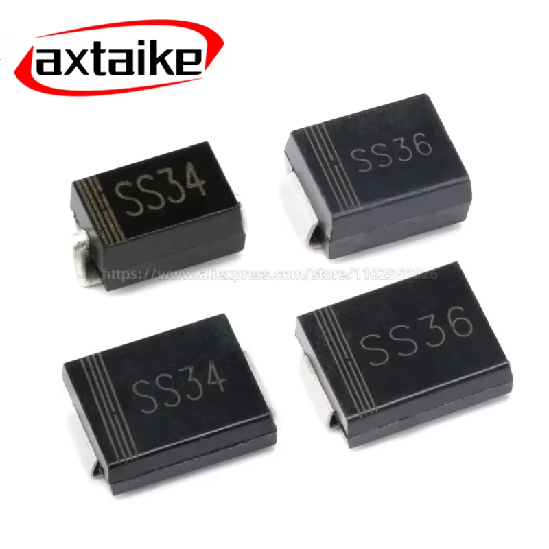 Diodo Schottky SS32 SS34 SS36 SS310 SS320 SMA SMB SMC DO-214AC/AA/AB 3A 20-200V 1N5820 1N5822 1N5824 SR360 SR3100 SR3200, 50 Uds.