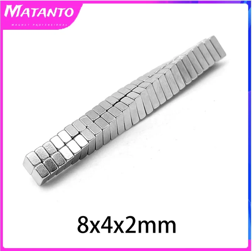 

20/50/100/200/500PCS 8X4X2 Quadrate Strong Powerful Magnets N35 Permanent Neodymium Magnet 8x4x2mm Small Block Magnet 8*4*2 mm