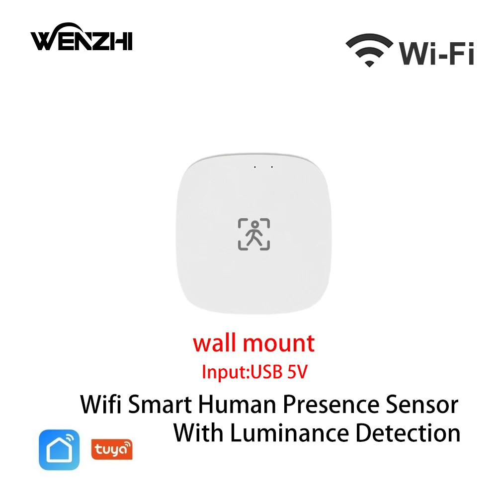 ZigBee Wifi MmWave Bewegungssensor für menschliche Anwesenheit mit Helligkeits-/Entfernungserkennung 5/110/220 V Tuya Smart Life Home Automation