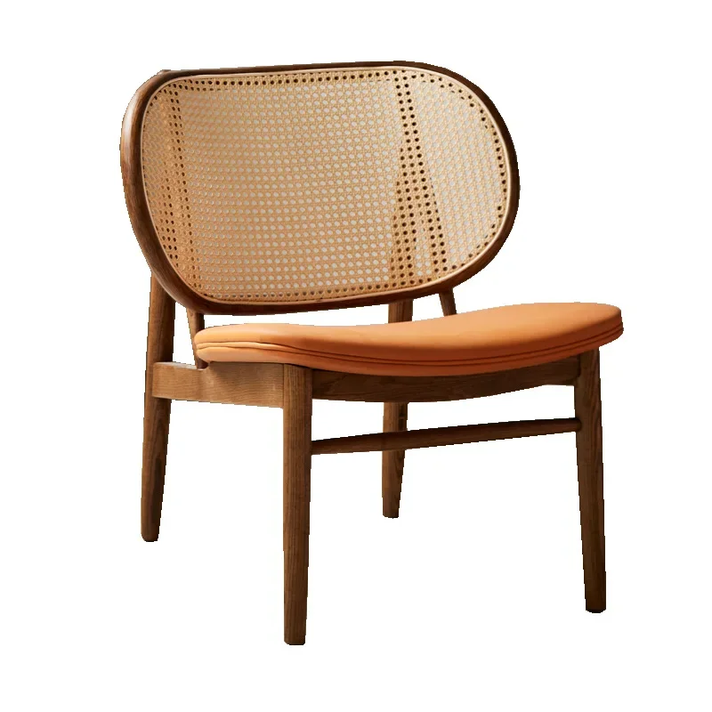 

American solid wood balcony leisure chair, homestay sofa living room rattan sofa simple single rattan chair