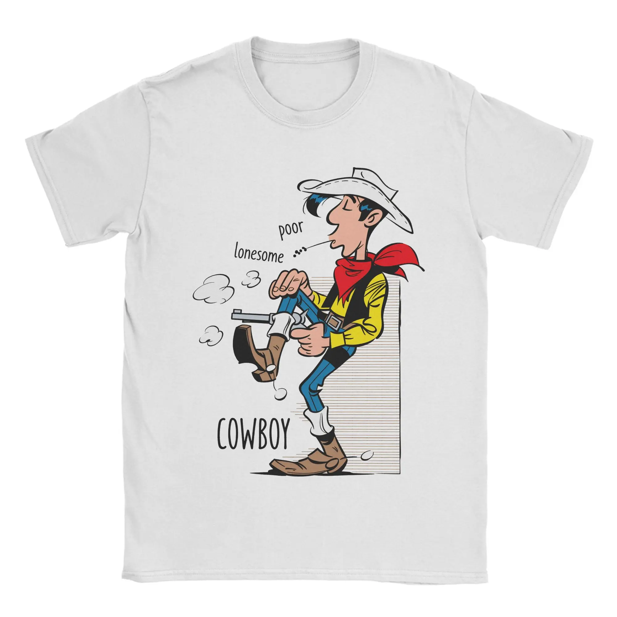 Camisetas masculinas Lucky Luke, camisetas de algodão puro com desenhos animados dos Daltons, roupas básicas de verão com mangas curtas, gola redonda, tamanho grande 5XL 6XL