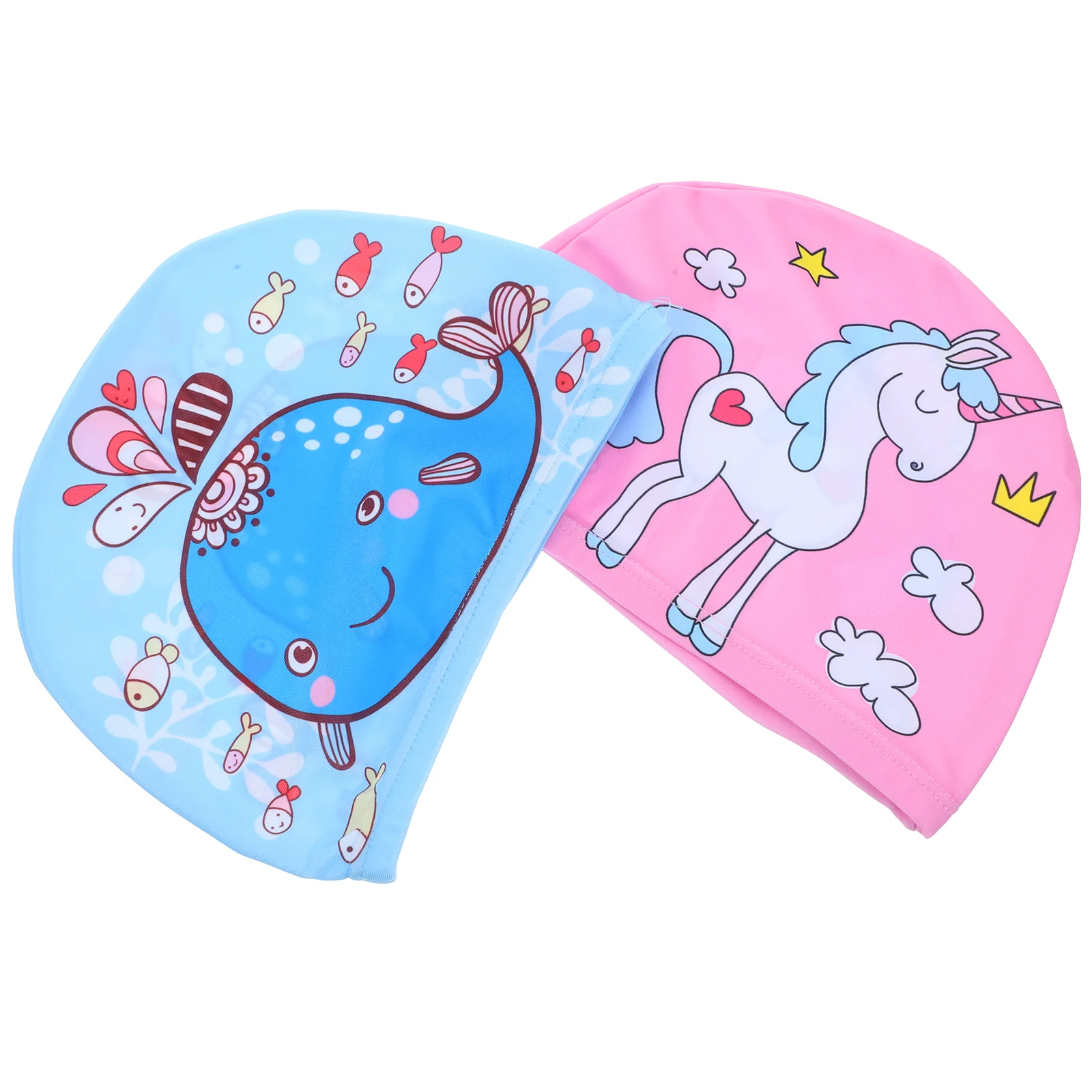 

2 Pcs Children's Swimming Cap Caps Wear-resistant Hats Kids for Women Cute Elastic Stretchy Polyester Girl Women's