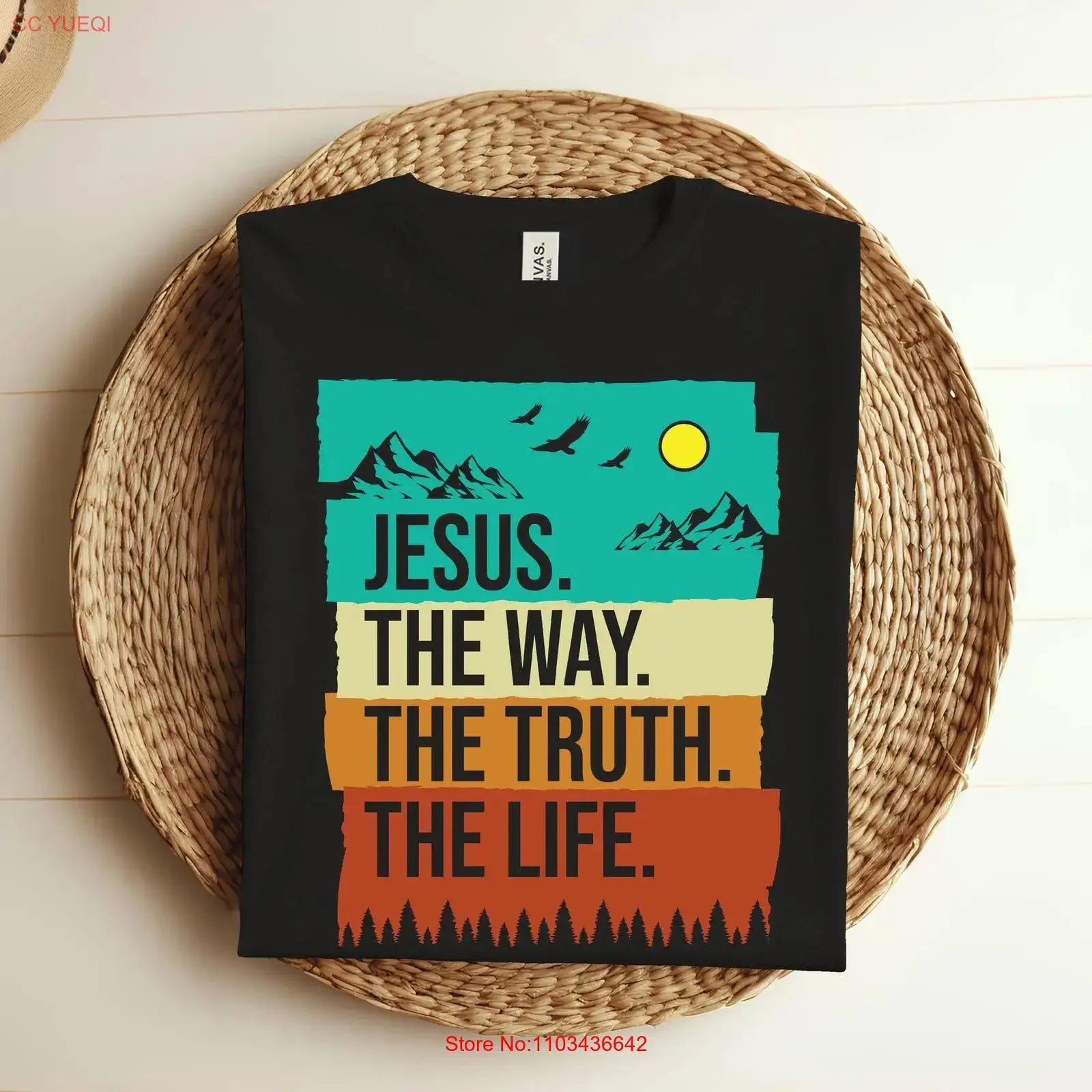 T-shirt inspirant pour enfants avec verset biblique « Jésus, la Voie, la Vérité, la Vie, la Foi », idéal pour un anniversaire ou Noël, style vintage délavé pour homme