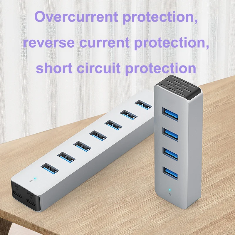 USB Hub 7 Ports USB 3.0 Splitter Adapter High-Speed Transmission for Mouse Keyboard Laptop Desktop PC Xbox PS5 Splitter