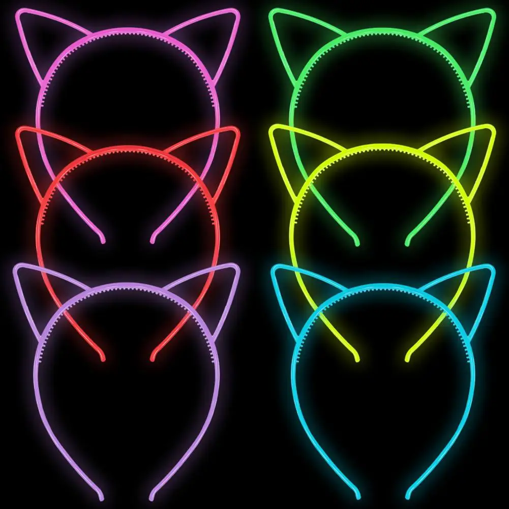 1 Pair Kids Plastic Resin Headband Glow In The Dark Cat Ear Hair Hoop Birthday Parties Cosplay Hair Accessory Обручка Для Волос