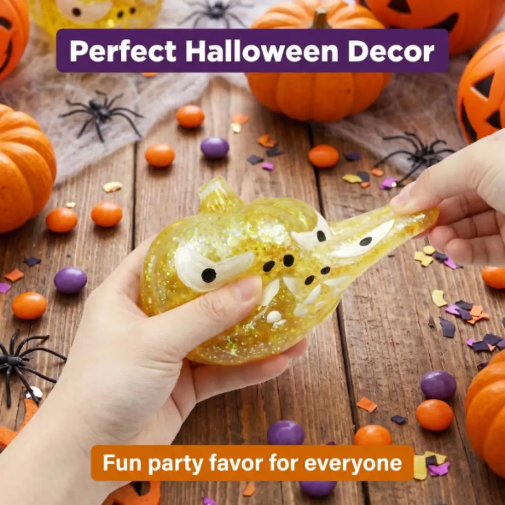 Collectible Soft Elastic Squishy Slow Rebound Luminous Fidget Funny Design Glitter Stress Relief Halloween