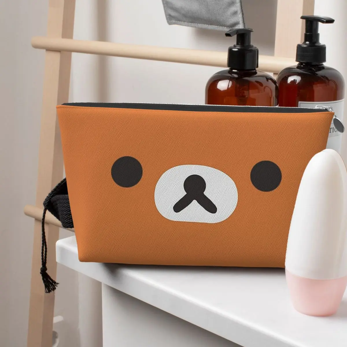 

Rilakkuma Bear Face Women Cosmetic Bags Travel Makeup Organizer Pouch Toiletry Storage Dopp Kit Case