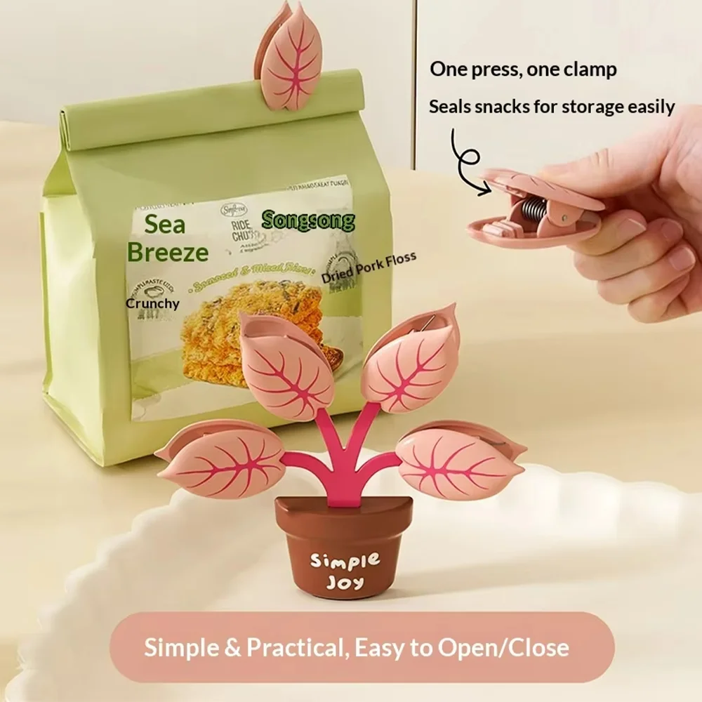 2-in-1 Creative Plant Magnetic Sealing Clips for Fridge Magnet & Bag, Reusable Food Bag Sealer Clips, Kitchen Storage Tools