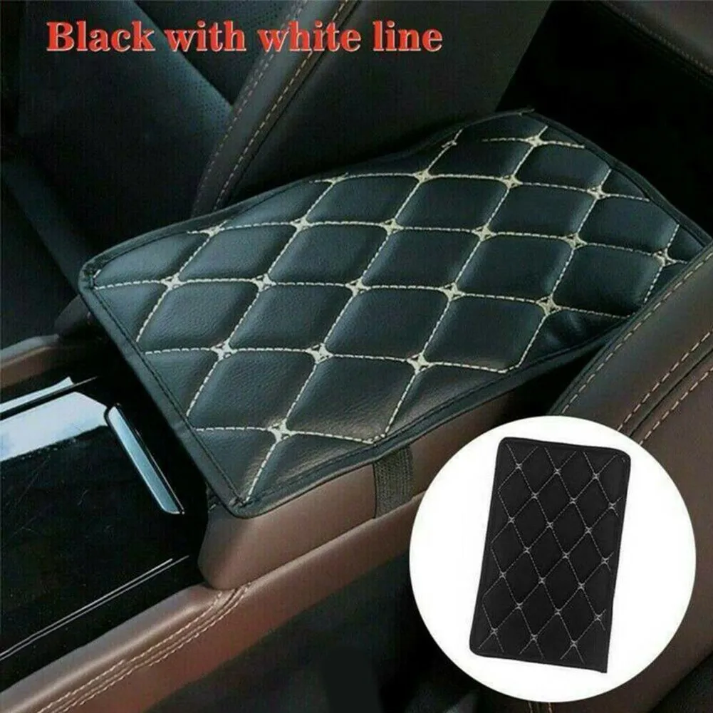 Car Armrest Pad Cover Compatible with Auto Center Console Box Featuring PU Leather Exterior and Sponge for interior Cushion