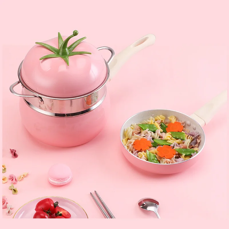 Tomato Frying Pan Cooking Pot Non-stick Aluminum SaucePan Tomato Soup Pot Household Induction Gas Universal Cooker for Kids Gift